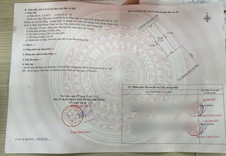 Bán đất 175m2 mặt tiền Quốc lộ 40B, gần KCN Hòa Thọ (Phú Ninh) – 7x25m