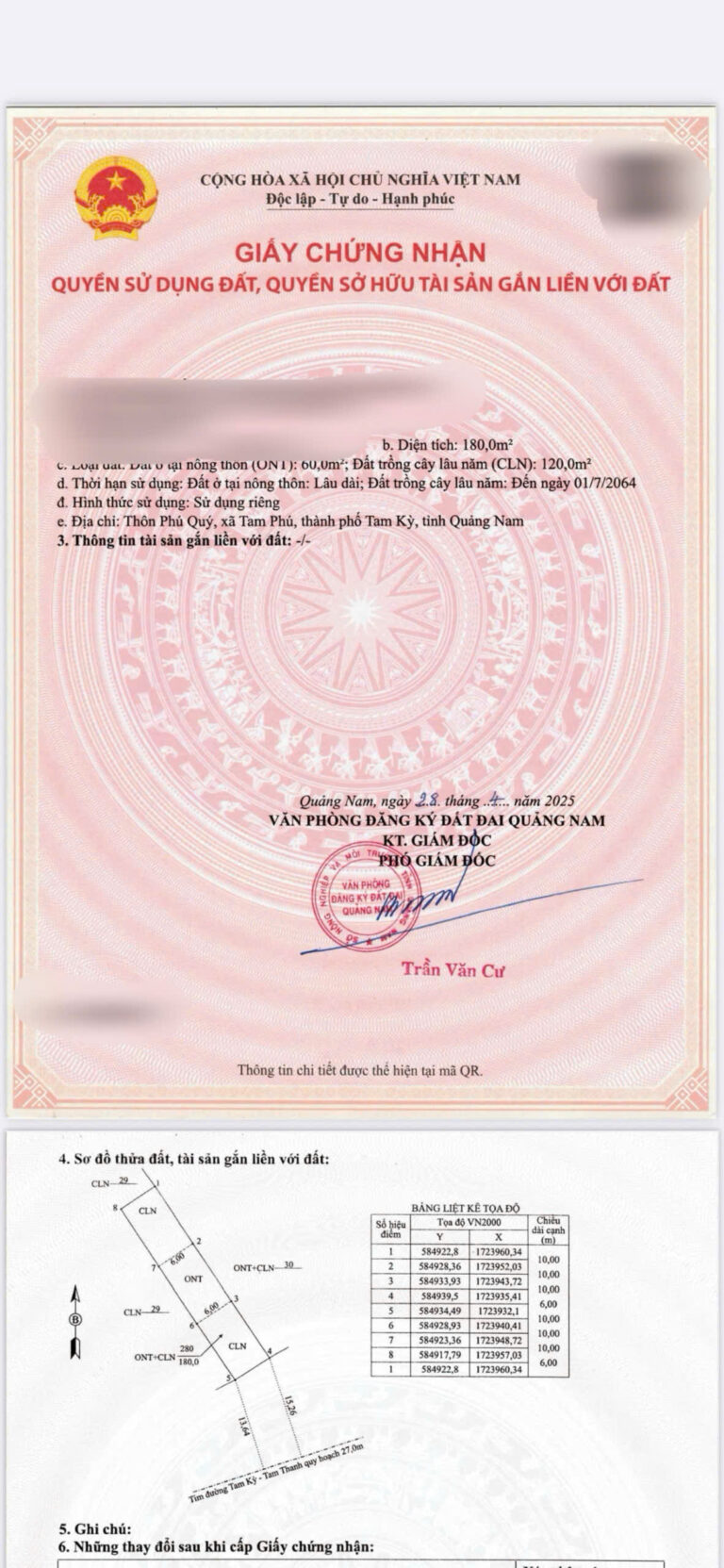 Bán đất trục đường 27m đi biển Tam Thanh 180m2 – diện tích 6x30m (Quảng Phú)